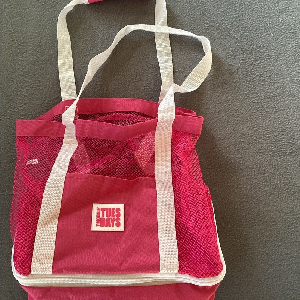 T-Mobile Tuesdays Pink Mesh Tote Cooler Lunch Bag 2 in 1